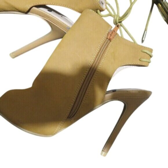 BOGO Rue21 Brown suede peep toe booties ankle boots heeled mules heels M 7-8 - Picture 6 of 13